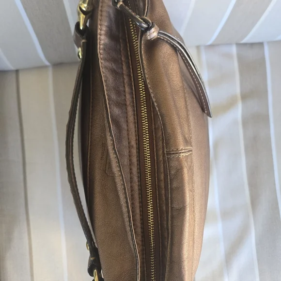 Coach Leather Carly Hobo Shoulder Bag – Brown Metallic - Picture 9 of 9